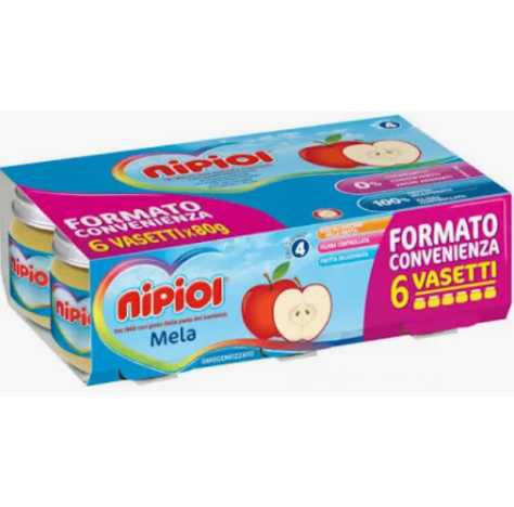 NIPIOL - OMOGENIZZATO ALLA FRUTTA ,  MELA 4+ MESI ( 6X80 GR) 