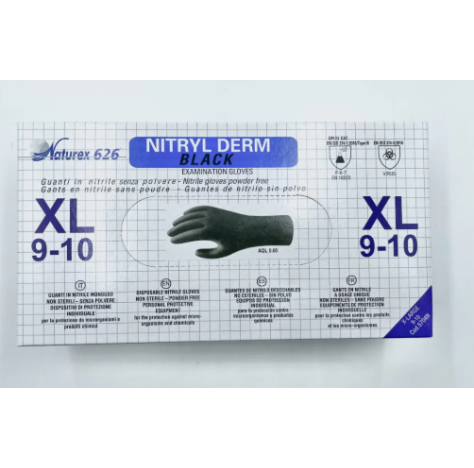 Guanti in nitrile monouso 100pz – NERI – Taglia 9-10 XL EXTRA-LARGE