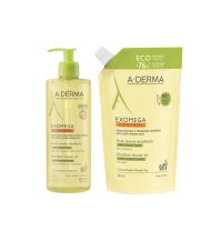 A-Derma Exomega Control Olio Detergente Emolliente 500ml + Eco Ricarica – Pelle Secca e Atopica