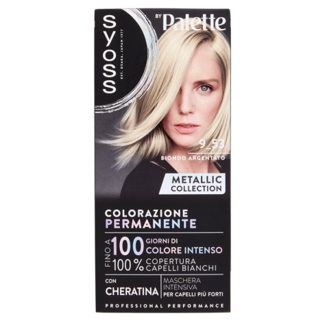 Syoss Palette Tinta per Capelli Permanente 9.53 Biondo Argentato - Collezione Metallica con Cheratina