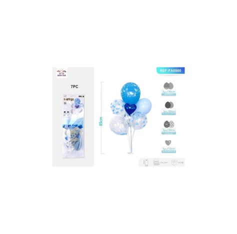 SET PALLONCINI CON CUORE BLU - 7 PEZZI SET PALLONCINI CON CUORE BLU - 7 PEZZI