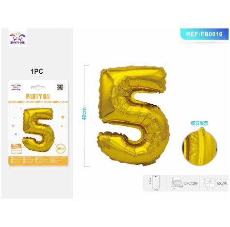 PALLONCINO MYLAR ORO - NUMERO 5 PALLONCINO MYLAR ORO - NUMERO 5