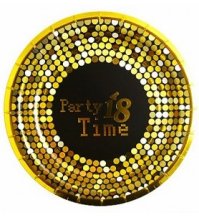 PIATTINI DI CARTA "PARTY 18 TIME" - NERO E ORO