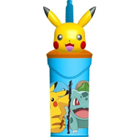 Pokemon Bicchiere Con Cannuccia 3d