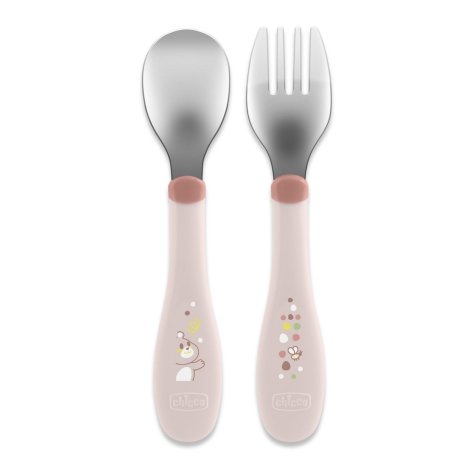Chicco Posate Inox Rosa 18m+