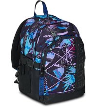 Zaino Triplo Scomparto Mitama Purple Bloom con Tasca porta PC, Nero e Viola, Scuola Elementare e Tempo Libero