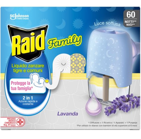 RAID INSETTICIDA "FAMILY" ELETTRICO BASE + RICARICA - 60 NOTTI RAID INSETTICIDA "FAMILY" ELETTRICO BASE + RICARICA - 60 NOTTI