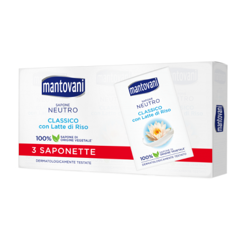 Mantovani Sapone Neutro Classico Con Latte Di Riso 90 Gr 3 Pz