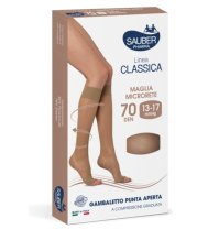 SAUBER LINEA CLASSICA OPEN TOE GAMBALETTO 70 DEN MAGLIA MICRORETE TAGLIA 3 NEUTRO