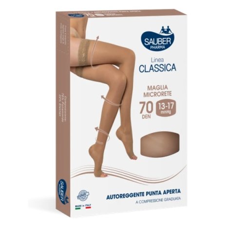 Sauber Linea Classica 70Den Autoreggente Punta Aperta Neutro Taglia 2  Sauber Linea Classica 70Den Autoreggente Punta Aperta Neutro Taglia 2