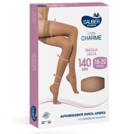 Sauber Linea Charme 140Den Autoreggente Punta Aperta Neutro Taglia 5 