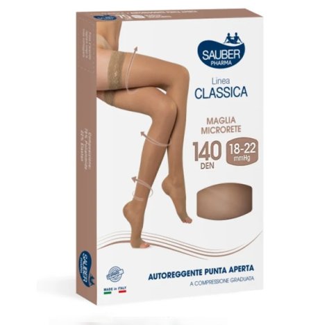 Sauber Linea Classica 140Den Autoreggente Punta Aperta Neutro Taglia 2 
