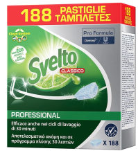 Svelto Professional Detersivo Classico in Pastiglie per Lavastoviglie Pro Formula Eco Detergente - Confezione da 188 Tabs