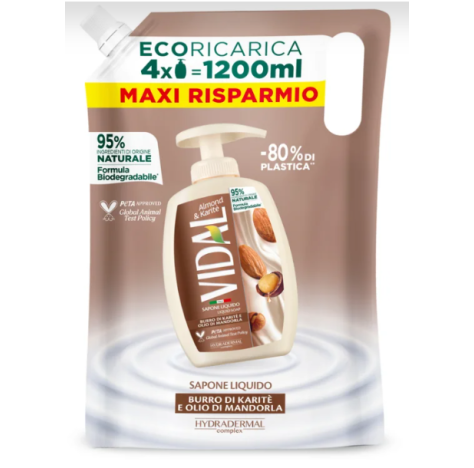 VIDAL SAPONE LIQUIDO ECORICARICA 1200 ML ALMOND & KARITE'