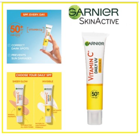 Garnier Skinactive Vitamina C Fluido Anti-Macchie SPF 50+ 40ml - Fluido Contro le Macchie Solari