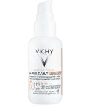 Vichy Capital Soleil - UV-Age Daily Pigment Medium SPF50+ Fluido Solare Anti-Invecchiamento Colorato Colorazione Media, 40ml