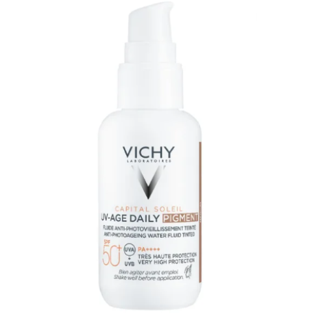 Vichy Capital Soleil - UV-Age Daily Pigment Medium SPF50+ Fluido Solare Anti-Invecchiamento Colorato Colorazione Media, 40ml