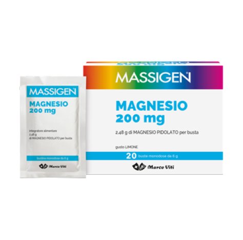 MARCO VITI FARMACEUTICI SpA Massigen Magnesio 200 mg Pidolato 20 buste monodose da 6 gr