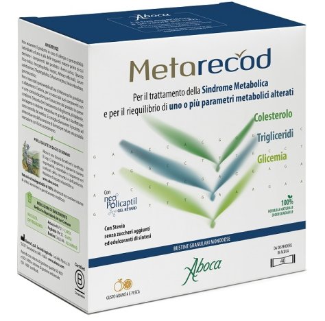 ABOCA SpA SOCIETA' AGRICOLA Metarecod integratore per il colesterolo, glicemia e sindrome metabolica 40 bustine 
