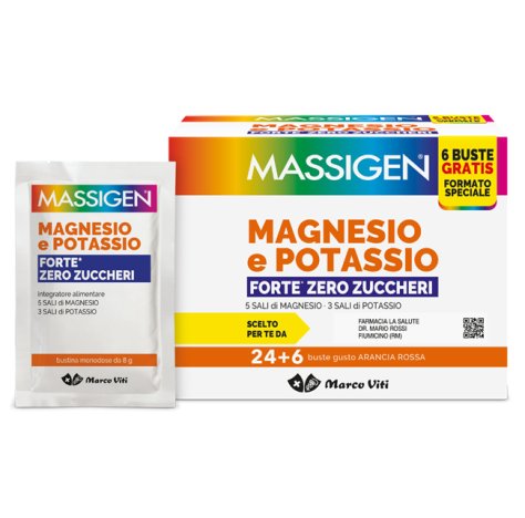 MARCO VITI FARMACEUTICI SpA Massigen Magnesio Potassio Forte Zero Zuccheri 24+6 Bustine