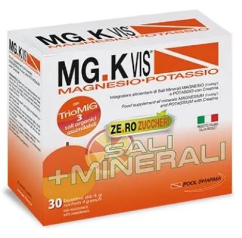 POOL-PHARMA Mgk Vis Orange Zero Zuccheri - Integratore alimentare di magnesio e potassio - Formato 30 Bustine gusto arancia