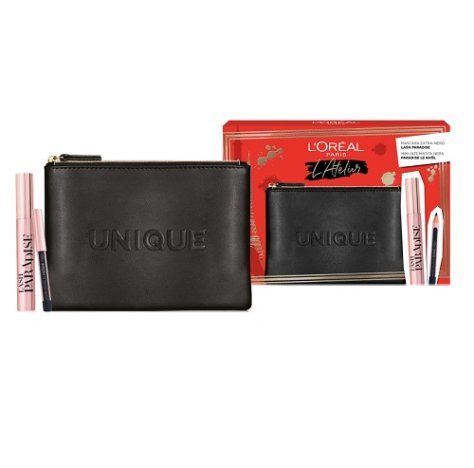 L`OREAL COFANETTO REGALO MASCARA LASH PARADISE Più MINI MATITA NERA Più POCHETTE