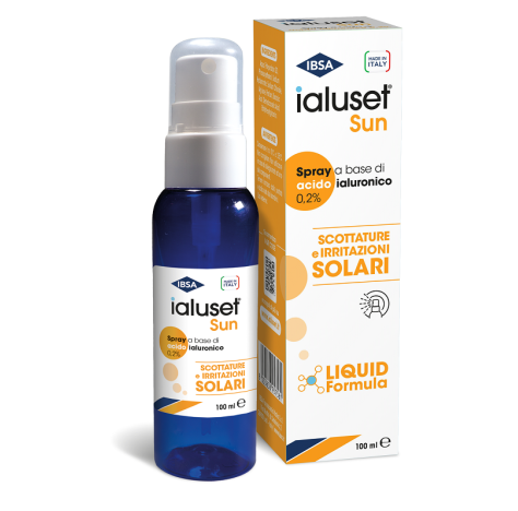 Ialuset Sun - Spray a base di acido ialuronico per lenire scottature e arrossamenti causati dall'esposizione solare - Flacone spray da 100 ml