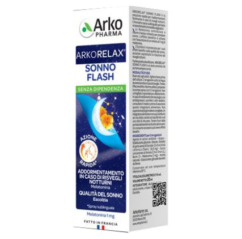 ARKOFARM SRL ARKORELAX FLASH SONNO SPRAY  Integratore alimentare con edulcorante, a base di melatonina e di escolzia.