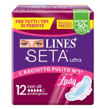 Lines Seta Ultra Lady Assorbenti con ali per tutti i tipi di perdite 12 pezzi