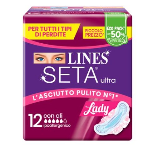 Lines Seta Ultra Lady Assorbenti con ali per tutti i tipi di perdite 12 pezzi