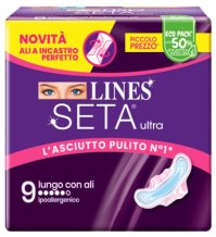 Lines Seta Ultra Assorbente Lungo con Ali Giorno 9 pezzi