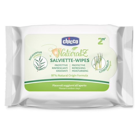 Chicco Zanza Salviette Naturali Anti-Zanzara Rinfrescanti & Protettive 20 Pezzi