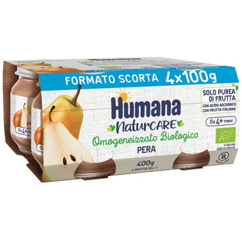 HUMANA NATURCARE - OMOGENIZZATO BIOLOGICO FRUTTA PERA , 4X80 GR 4+ MESI