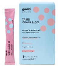 GOOVI TASTE DRAIN & GO DRENA E REINTEGRA - DRENANTE PESCA & MANGO , 24 STICK 