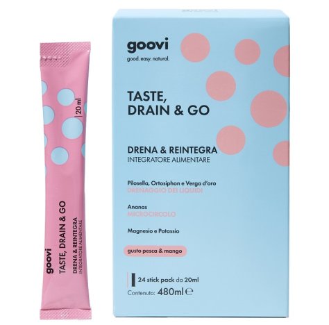 GOOVI TASTE DRAIN & GO DRENA E REINTEGRA - DRENANTE PESCA & MANGO , 24 STICK 