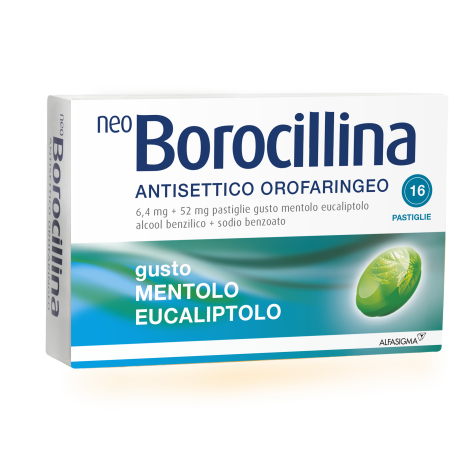ALFASIGMA Spa Neoborocillina antisettico orofaringeo 16 pastiglie gusto menta