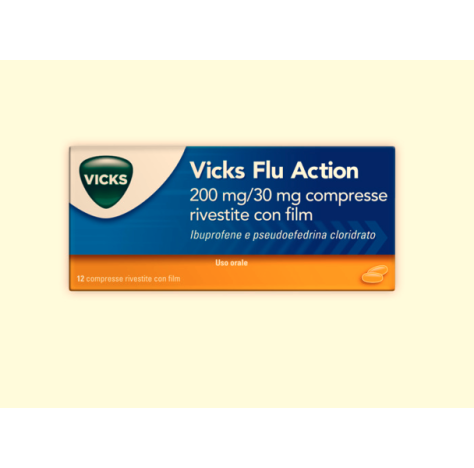 Vicks Flu Action Compresse Febbre e Congestione Nasale - 200 Mg + 30 Mg