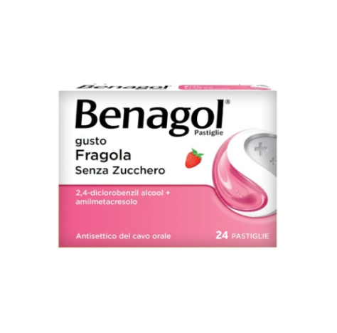 Benagol Pastiglie Gusto Fragola Senza Zucchero 24 Pastiglie