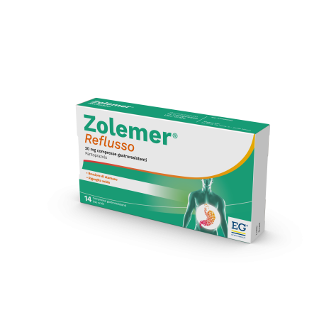 Zolemer Reflusso 20mg per Bruciore Stomaco e Rigurgito 14 Compresse Gastroresistenti Zolemer Reflusso 20mg per Bruciore Stomaco e Rigurgito 14 Compresse Gastroresistenti
