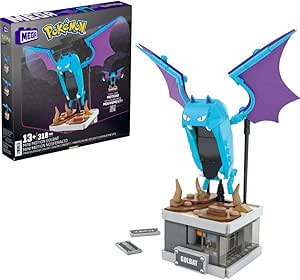 Pokemon - MEGA Pokémon - Golbat Mini Motion, personaggio meccanizzato da costruire con 318 pezzi e sistema Mattoncino per il movimento delle ali, set da collezione, giocattolo per bambini