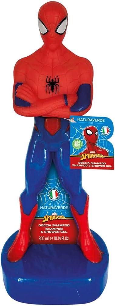 Marvel Spider-Man - Docciashampoo Bambini Spiderman 3D, Sapone per Capelli e Corpo, Doccia Shampoo con Estratto di Avena BIO, 300ml
