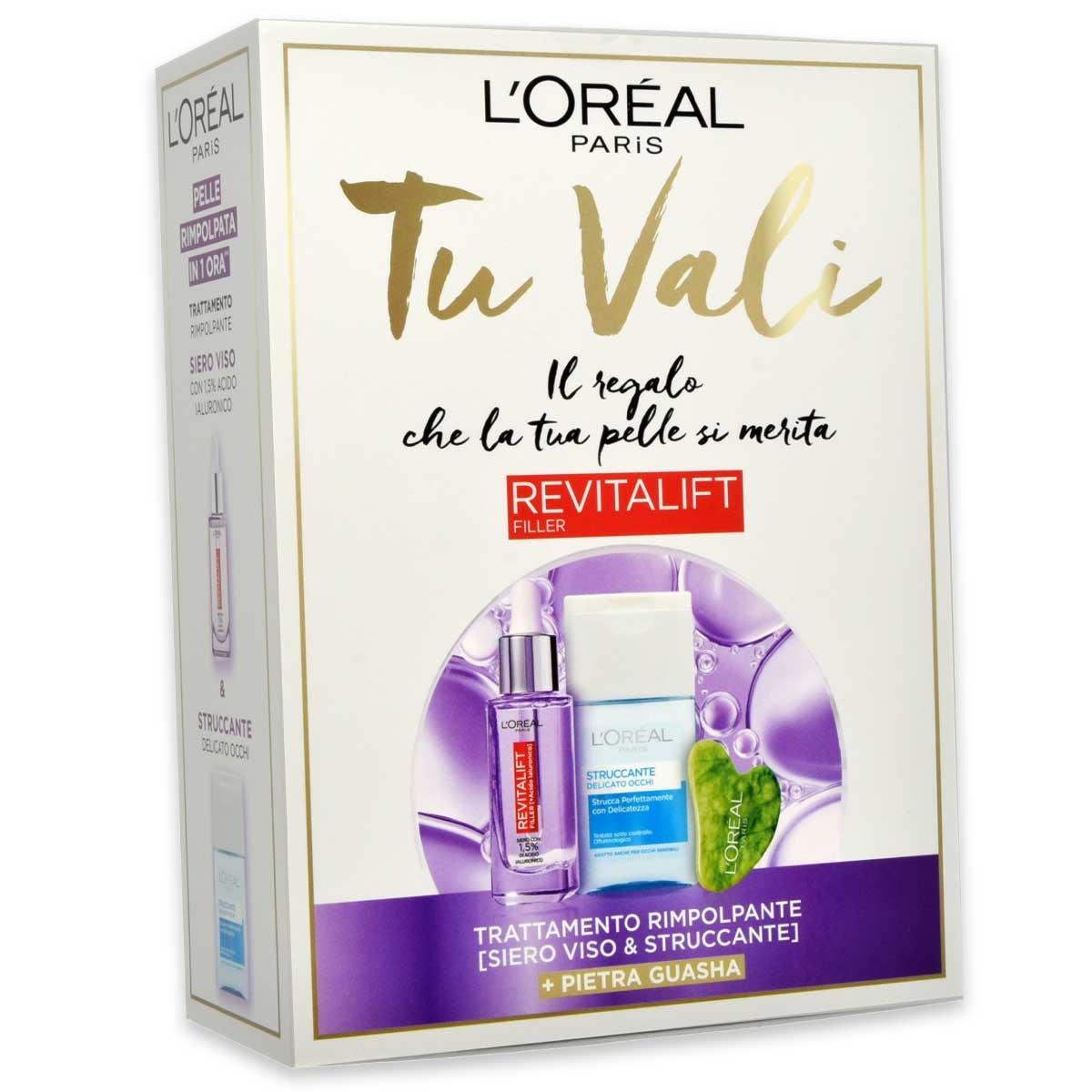 L'oreal Paris Tu Vali kit con Siero Viso, Struccante e Pietra Guasha - Trattamento Viso Rimpolpante