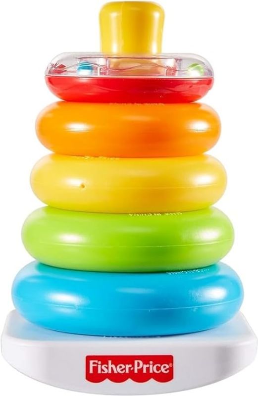 Fisher-Price, Piramide 5 Anelli, con Anelli Colorati e Base Oscillante, Giocattolo Impilabile per Bambini 6+Mesi