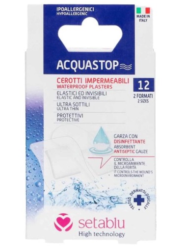SETA BLU ACQUA STOP - CEROTTI IPOALLERGENICI IMPERMEABILI 12 PEZZI