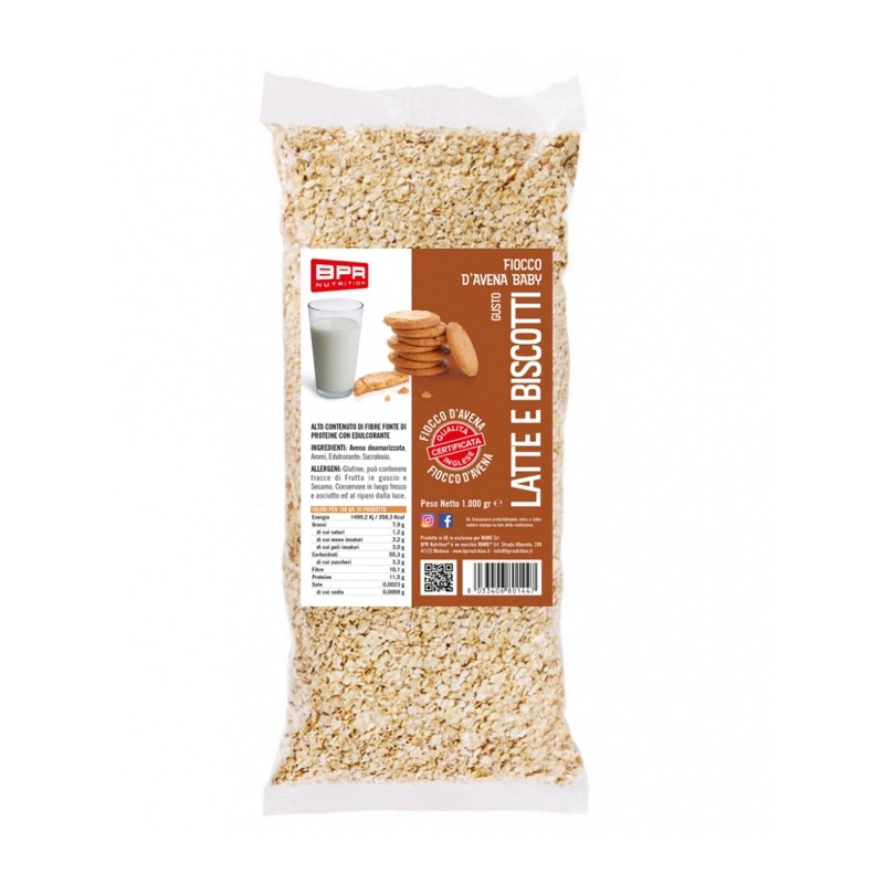 BPR NUTRITION Fiocco Avena Aromatizzato Latte e Biscotti 1 Kg