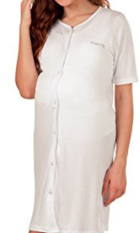 Premamy camicia da notte apertura davanti mezza manica bianco