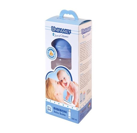 UNIFAMILY - BOTTIGLINA IN PLASTICA CAUCCIÙ FORO PAPPA 300ML BOY