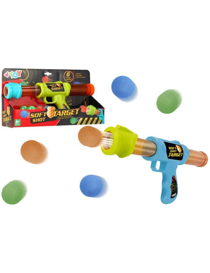 Pistola Spara Palline con 6 Palline Soffici - Giocattolo Sicuro per Bambini