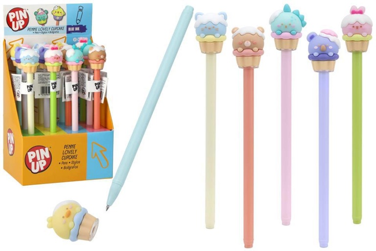 Penna Lovely Cupcake Pin Up - Penna Gel Blu con Cappuccio Morbido a Tema Cupcake
