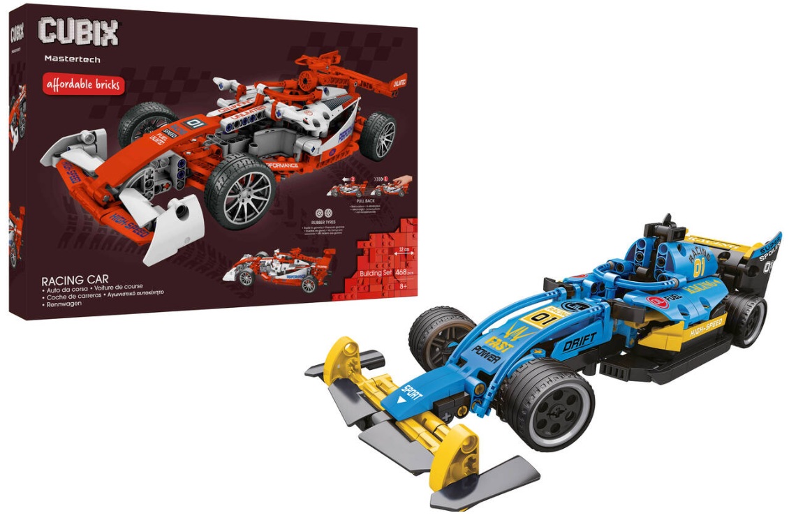 CUBIX Auto Formula Retrocarica - Set Costruzioni Auto da Corsa - 2 Assortimenti